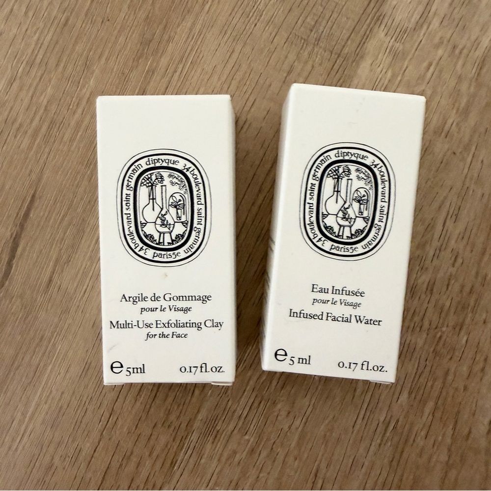Diptyque Infused Facial Water & Face Exfoliating Clay Sample Size .17oz, 5ml NIB